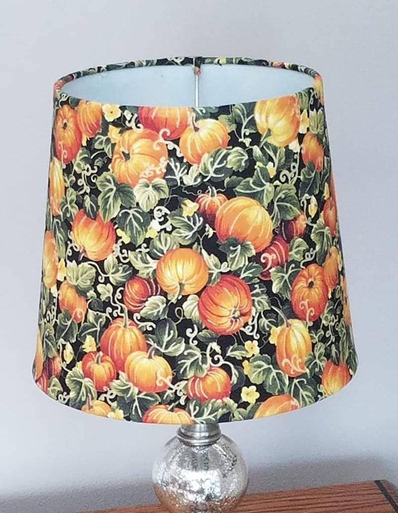 Fall Harvest Lamp Shade Pumpkin Vines Lampshade Decor Thanksgiving Fabric Holiday Lighting Decorating Ideas