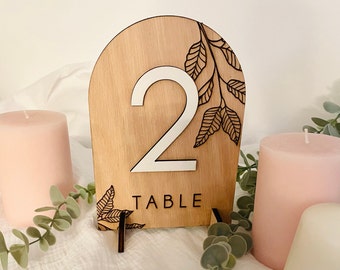 Wedding Table Number in wood floral style boho chic size and quantity of your choice customizable brand table party ceremony