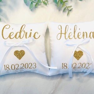Duo di portafedi in oro e bianco Nomi personalizzabili