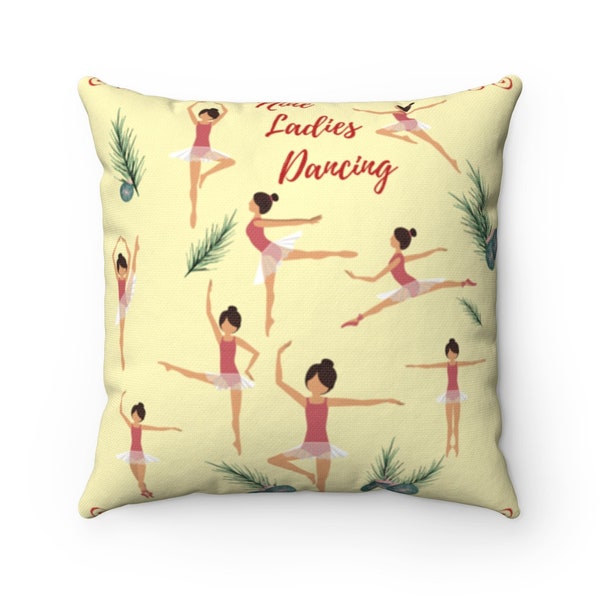 Nine Ladies Dancing Throw Cushion, 12 Days of Christmas, Christmas Decor Square Pillow, Gifts for Home