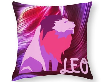 Leo Short Plush Cushion Cover 20" x 20", Horoscope Cushion