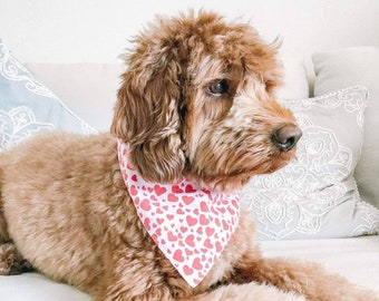 CLEARANCE Heart Bandana for Dogs, Pet Bandanna for Wedding, Engagement or Valentines Day, Cute Handmade Tie On Scarf for Bridal Party Puppy