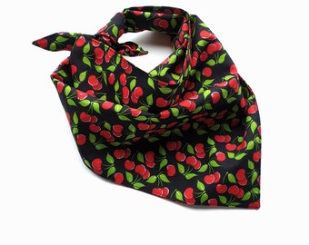 CLEARANCE Dog's Cherry Tie On Bandana with Glitter, Novelty Neckwear for Dogs, Party Costume and Photo Accessory, Neckerchief Bandanna Scarf