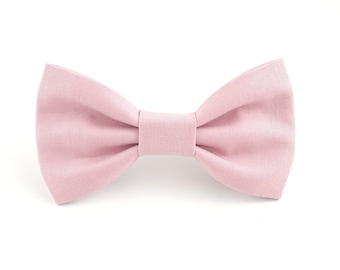 Uniquely IMPERFECT detachable large dusty pink dog bow tie for special occasions, Pretty bowtie with a small flaw, Handmade in Australia