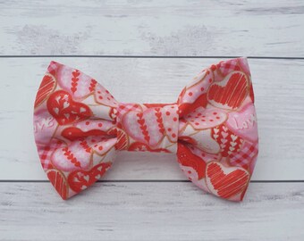 Cute Heart Bow Tie for Dogs, Detachable Dog or Cat Bowtie, Pet Bow Tie, Pink & Red Wedding, Engagement, Valentine's Day Accessory for Puppy