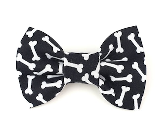Cute Pet Bow Tie, Bow Ties for Dogs, Bone Dog Bow Tie, Collar Accessory, Costume Party, Clothes, Sturdy Dog Bowtie, Black Formal, Detachable