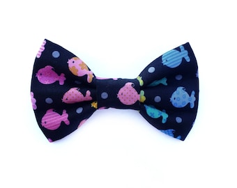Colourful Fish Dog Bowtie, Small & Large sizes, Cute Cat Bow Tie, Detatchable Bow Ties for Dogs Collar, Accessory for a Pet Birthday Party