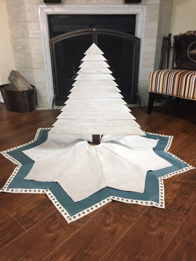 Teal and Beige Suede Tree Skirt /country Christmas Tree Skirt Etsy