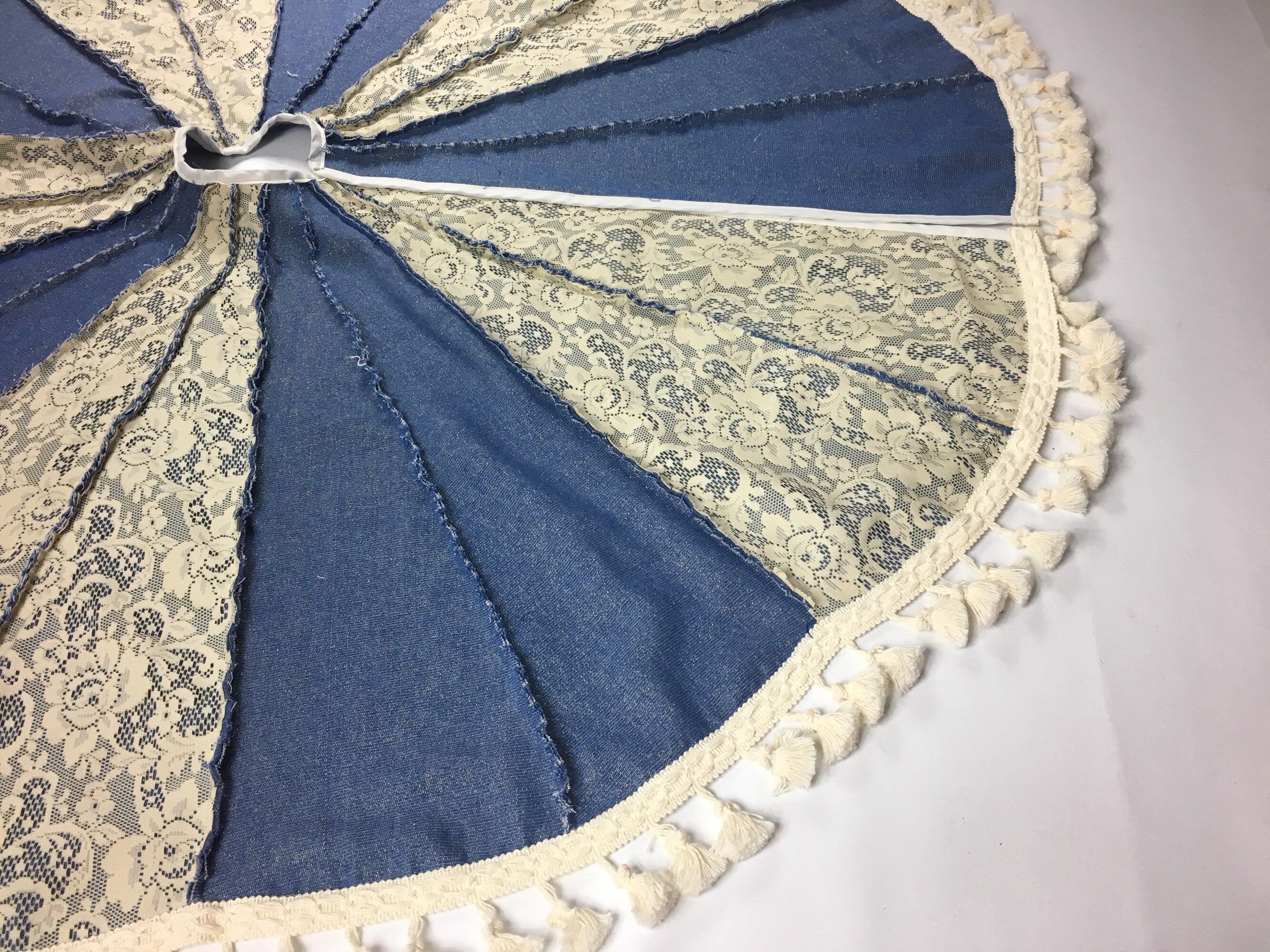 Denim Tree Skirt With Tassels / Rustic Christmas Tree Skirt Etsy