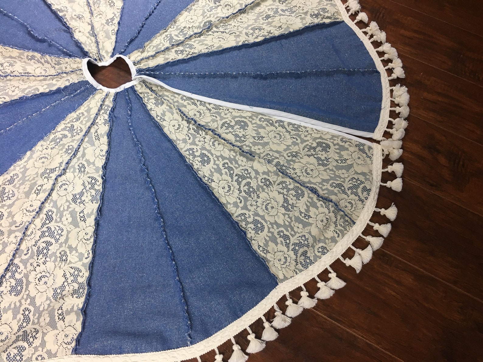 Denim Tree Skirt With Tassels / Rustic Christmas Tree Skirt Etsy