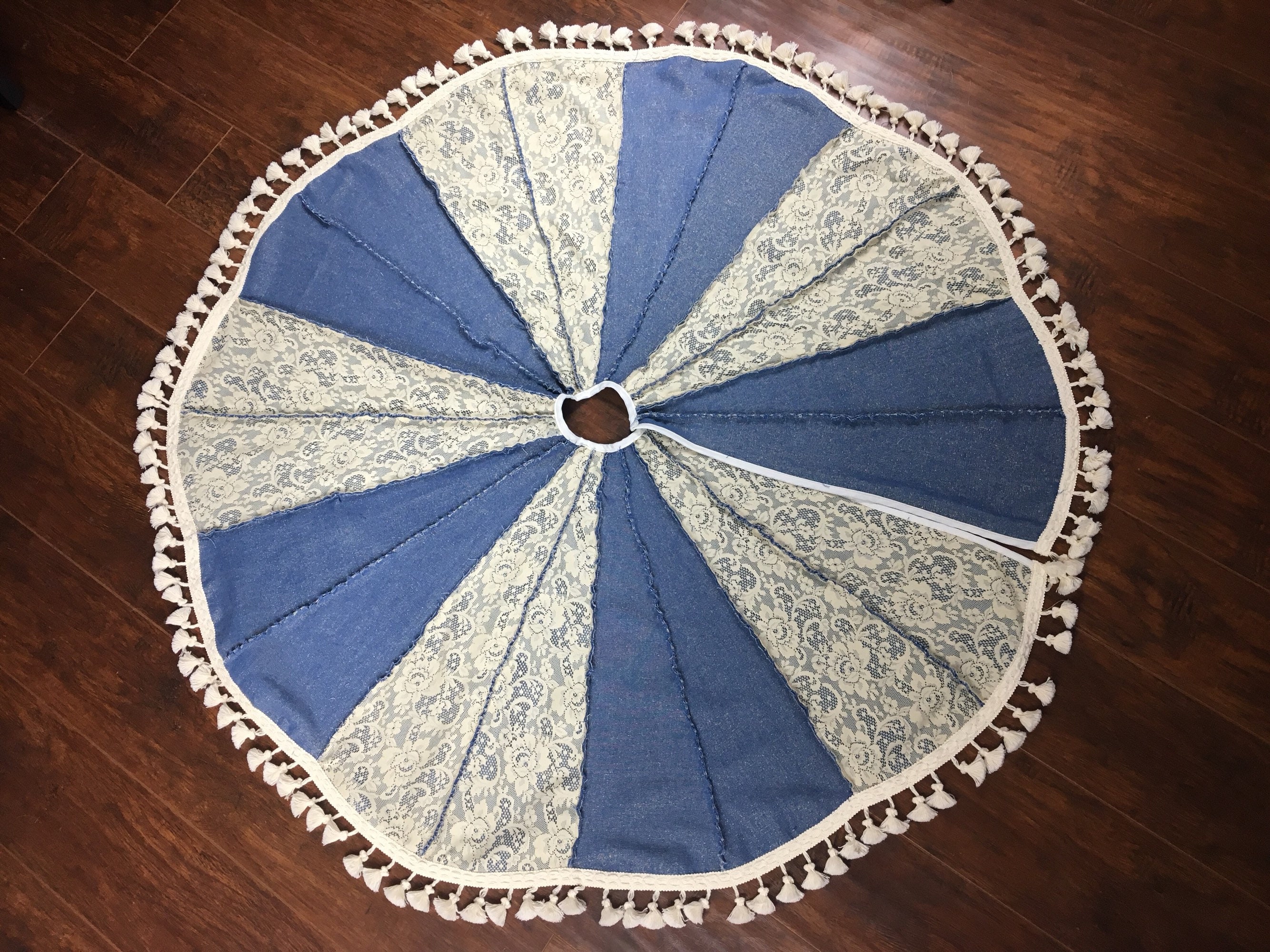 Denim Tree Skirt With Tassels / Rustic Christmas Tree Skirt Etsy