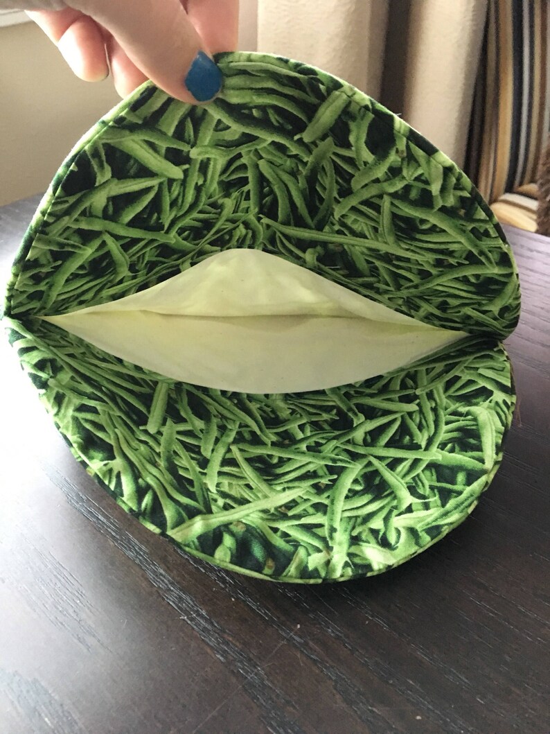 Green bean tortilla warmerhot pad pot holder microwaveable trivet green kitchen decoration potato steamer gift for mom