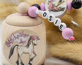 Milk tooth box with name horse