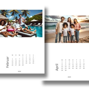 Kalender Druckvorlage 2024 Fotokalender modern Vorlage zum ausdrucken zum personalisieren deutsch Kalender drucken Bild 3