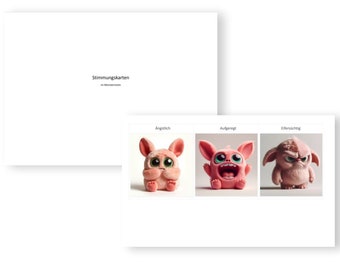 Emotion cards children | Feeling cards to print out | Montessori | kindergarten | Monster pink