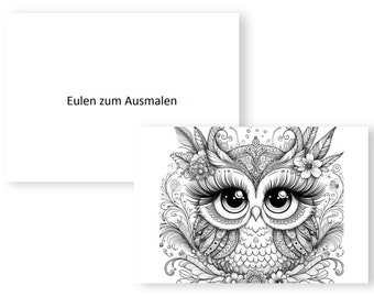 12 owl coloring pages for adults and children to print out digitally