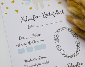 Tooth fairy card certificate