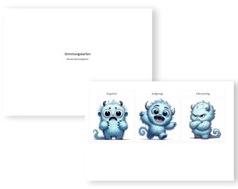 Emotion cards children | Feeling cards to print out | Montessori | kindergarten | Monster blue