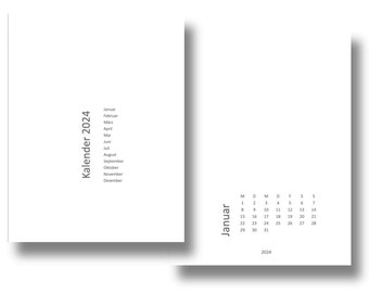 Kalender Druckvorlage 2024 | Fotokalender | modern | Vorlage | zum ausdrucken | zum personalisieren | deutsch | Kalender drucken