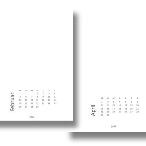 Kalender Druckvorlage 2024 Fotokalender modern Vorlage zum ausdrucken zum personalisieren deutsch Kalender drucken Bild 2