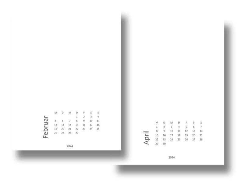 Kalender Druckvorlage 2024 Fotokalender modern Vorlage zum ausdrucken zum personalisieren deutsch Kalender drucken Bild 2