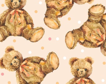 Bear Fabric Small Teddy Bears and Stars 2 Yards