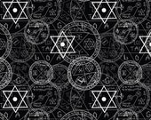 Wizard Magic Symbols SunRise Sun Set Magic Circle Printed Polyester Poly-Spandex Fabric By The Yard