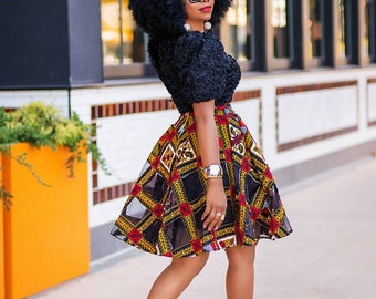 ankara flared gown