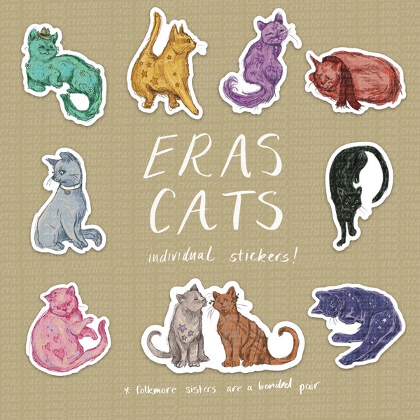 Eras Cats Stickers (individual, 10 options) NOW WITH TTPD!