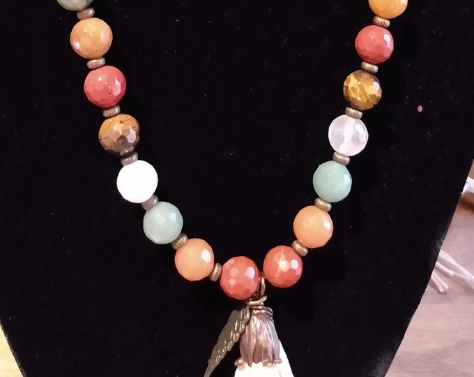 Original Design Gemstone Beaded Necklace w/ Earrings