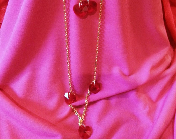 Valentine Necklace and Earrings with Hearts