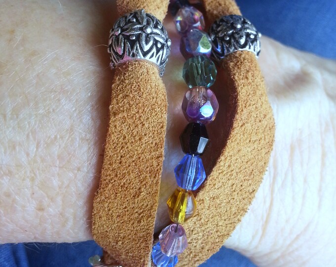 Original Design Leather and Bead Bracelet
