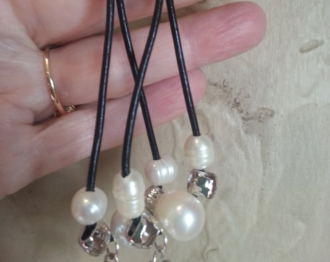 Original Design Leather and Pearl Dangles