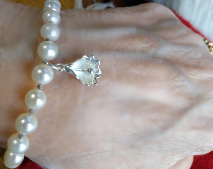 Pearl Bracelet with Sterling Silver Charm