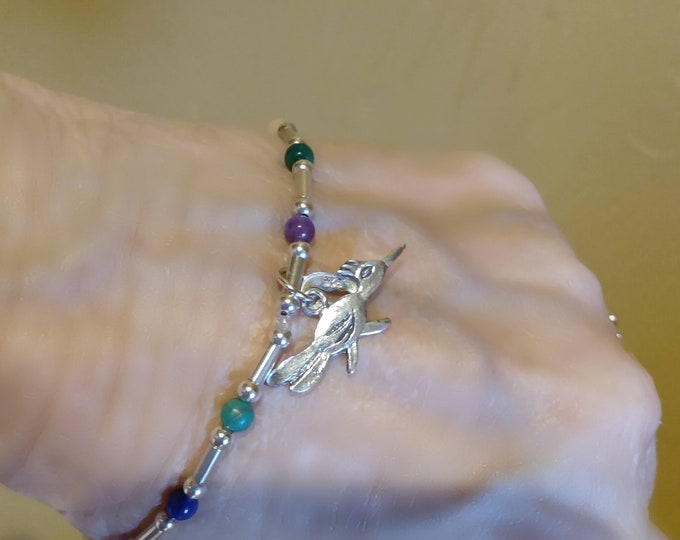 Dainty Sterling Silver and Gemstone Bracelet