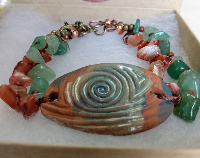 Layered Original Design Gemstone and Clay Bracelet