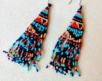 Statement Beaded Fringe Earrings