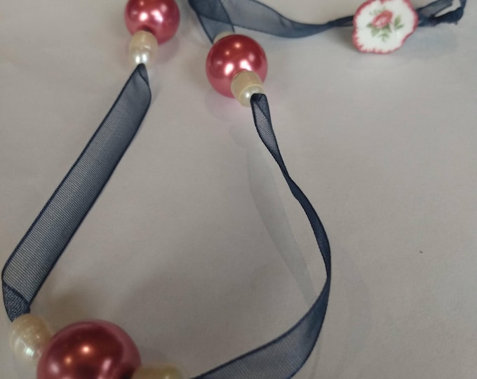 Original Ribbon and Pearl Necklace