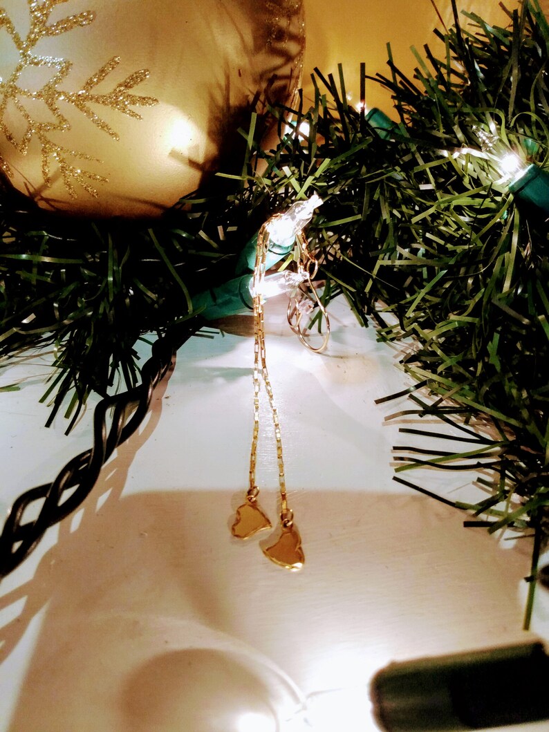 14 K Gold Heart Dangle Earrings