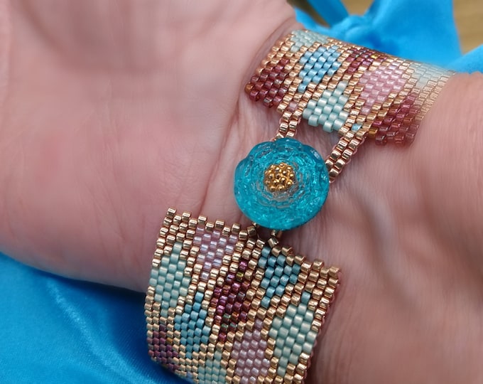 Beaded Cuff Multi-Colored Bracelet