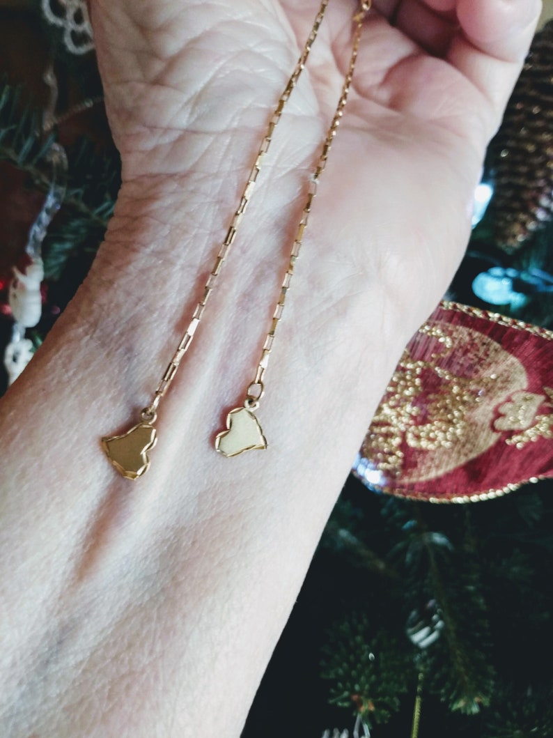 14 K Gold Heart Dangle Earrings