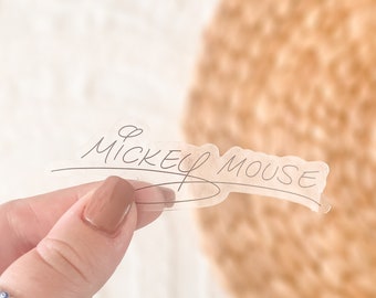 Mickey Mouse Transparent Autograph Vinyl Waterproof Sticker car bumper water bottle laptop phone decal