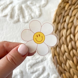 Daisy Smile Happy Face Adesivo in vinile impermeabile Adesivo per laptop Adesivo per bottiglia Adesivo per auto