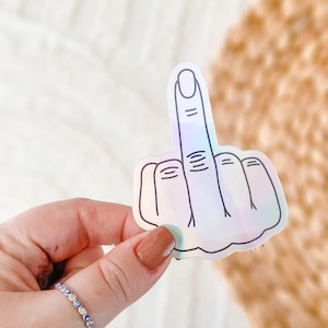 Holographic Middle Finger Vinyl Waterproof Sticker Laptop Sticker Car Decal Bottle Stickers