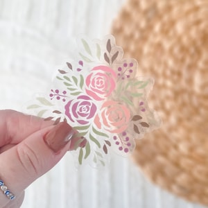 Transparente Aquarell Rosen Blume Blätter Vinyl Aufkleber Aufkleber Laptop Aufkleber Auto Aufkleber Flasche Aufkleber