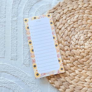 Sunflower Pattern DL To do pad Lists Stationery Pad Notepad Notes To do list