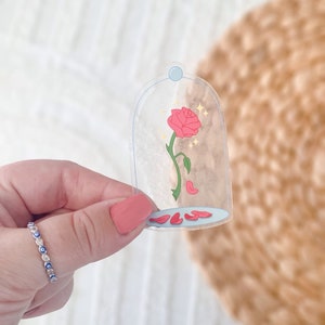 Beauty and the beast enchanted rose transparent waterproof sticker Disney sticker vinyl decal car bumper water bottle laptop iPhone