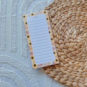 Sunflower Pattern DL To do pad Lists Stationery Pad Notepad Notes To do list