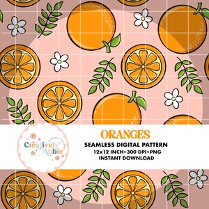 Orange pattern Fruit Pattern Citrus Pattern  Seamless Pattern Background 300 DPI PNG Repeating Pattern Instant Download Digital Download