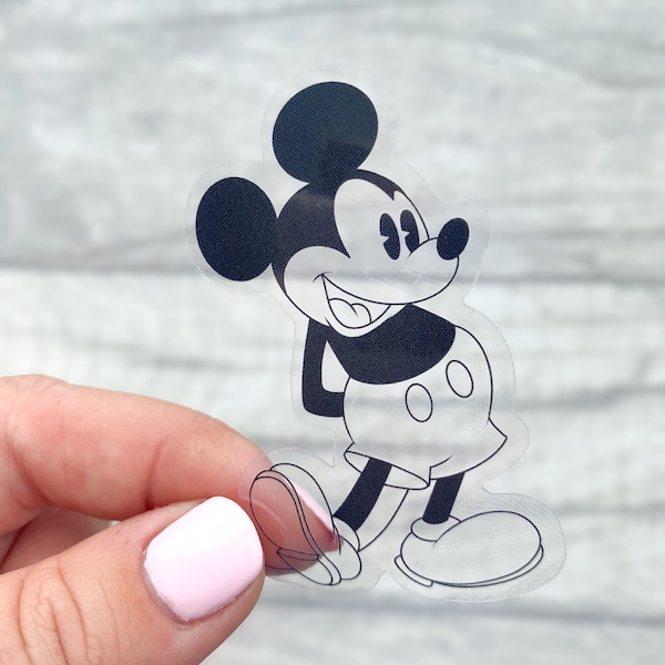 Pegatina de vinilo transparente de Mickey Mouse, resistente al agua, para parachoques de coche, botella, portátil, Disney